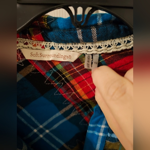 Soft Surroundings Highland Plains Plaid Red Flannel Patchwork Dress Size TM - Picture 3 of 8